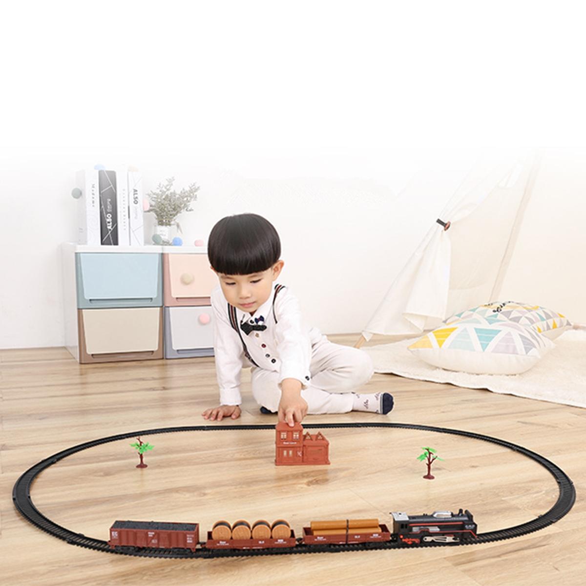 Classic track electric train set toys christmas gift real ...