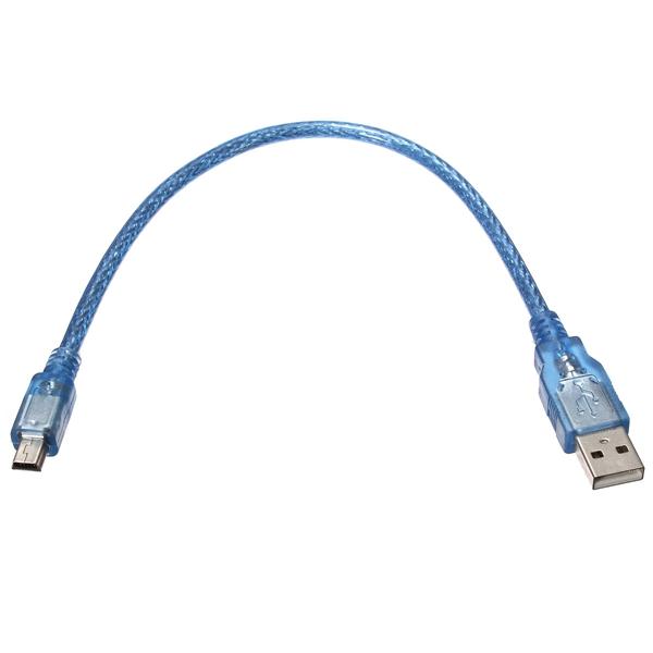 20 stks 30 CM Blauw Mannelijke USB 2.0A Naar Mini Mannelijke USB B-kabel Voor