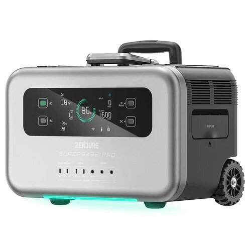 [EU Direct] ZENDURE SuperBase Pro 2000 Portable Power Station 2096Wh Large Capacity 3000W Ampup Capability 14 Outputs 6.1 Inch Clear Display Built-in 4G IoT App Control Charge to 80% in 1 Hour with Industrial-Grade Wheels