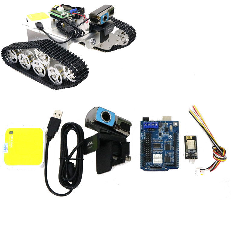 

UNO R3 Board+Motor Drive Board+ Camera+Router+Wifi Module Kit 2/3/4WD Smart Chassis Tank Car Video Controller Kit with f