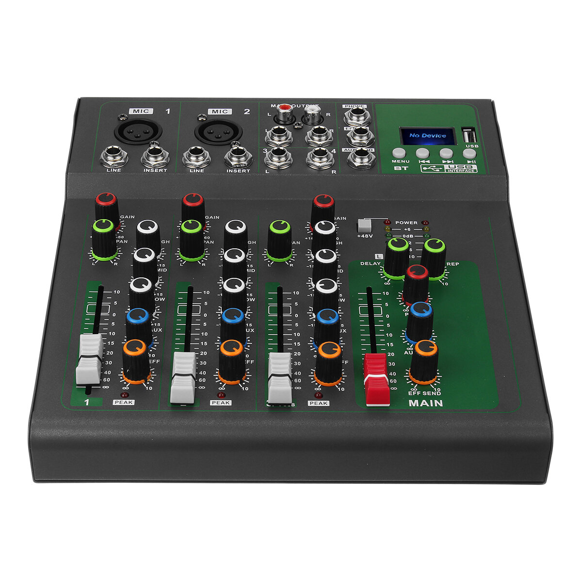 

4 Channel bluetooth Audio Mixer Control DJ Mic with LED Digital Display Music Stream