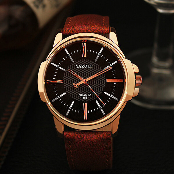 YAZOLE 358 Fashion Men Quartz Watch Luxury Roman Numeral Wrist Watch