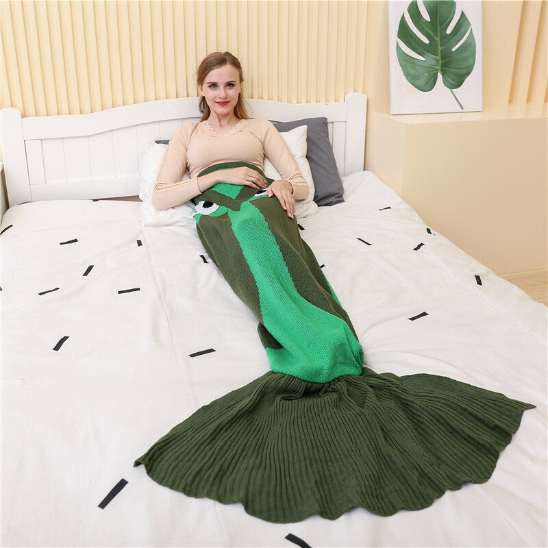Image of Gestrickte Eule Mermaid Tail Decken Schlafsack Fleece Cartoon Bettwsche Shark Mermaid Tail Blanket