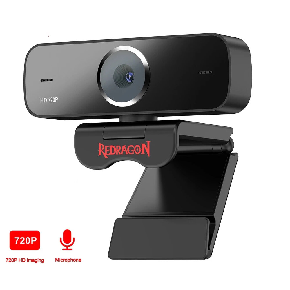 

Redragon GW600 720P 30fps HD USB Webcam Fixed Focus Built-in Microphone Smart Web Cam Camera for Desktop Laptops PC Game