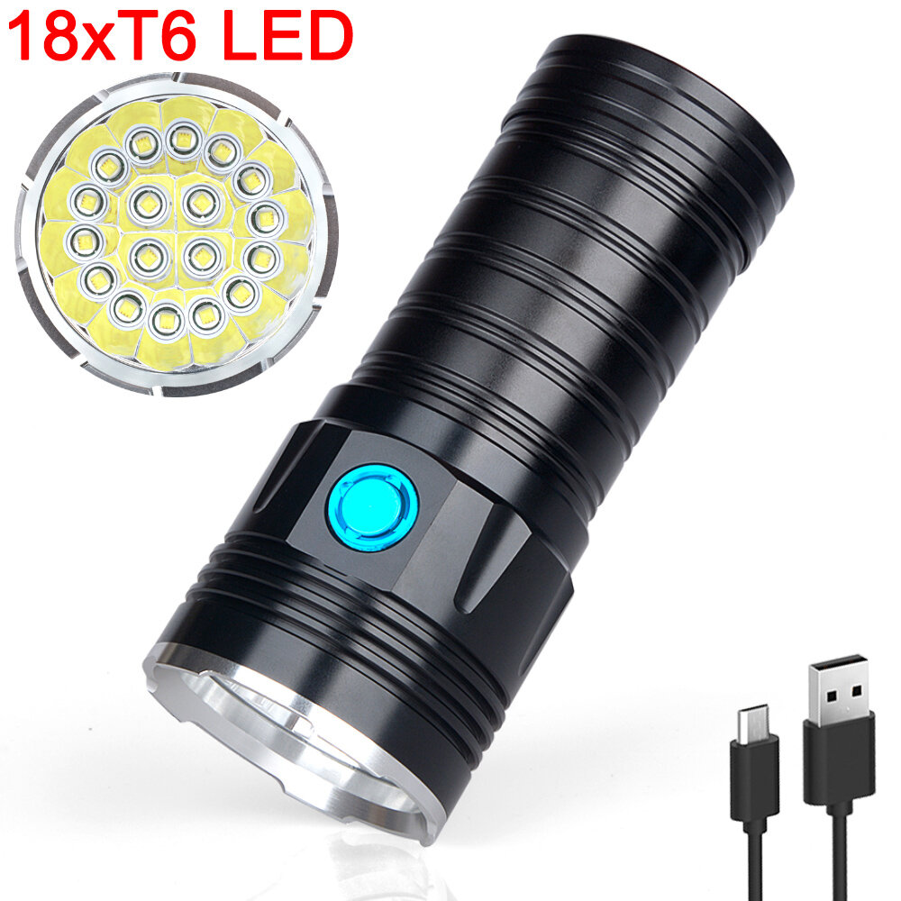 

XANES® K18 MAX 18xT6 LED 2500LM Flashlight USB Rechargeable 3 Modes IPX4 Waterproof with Hand Strap