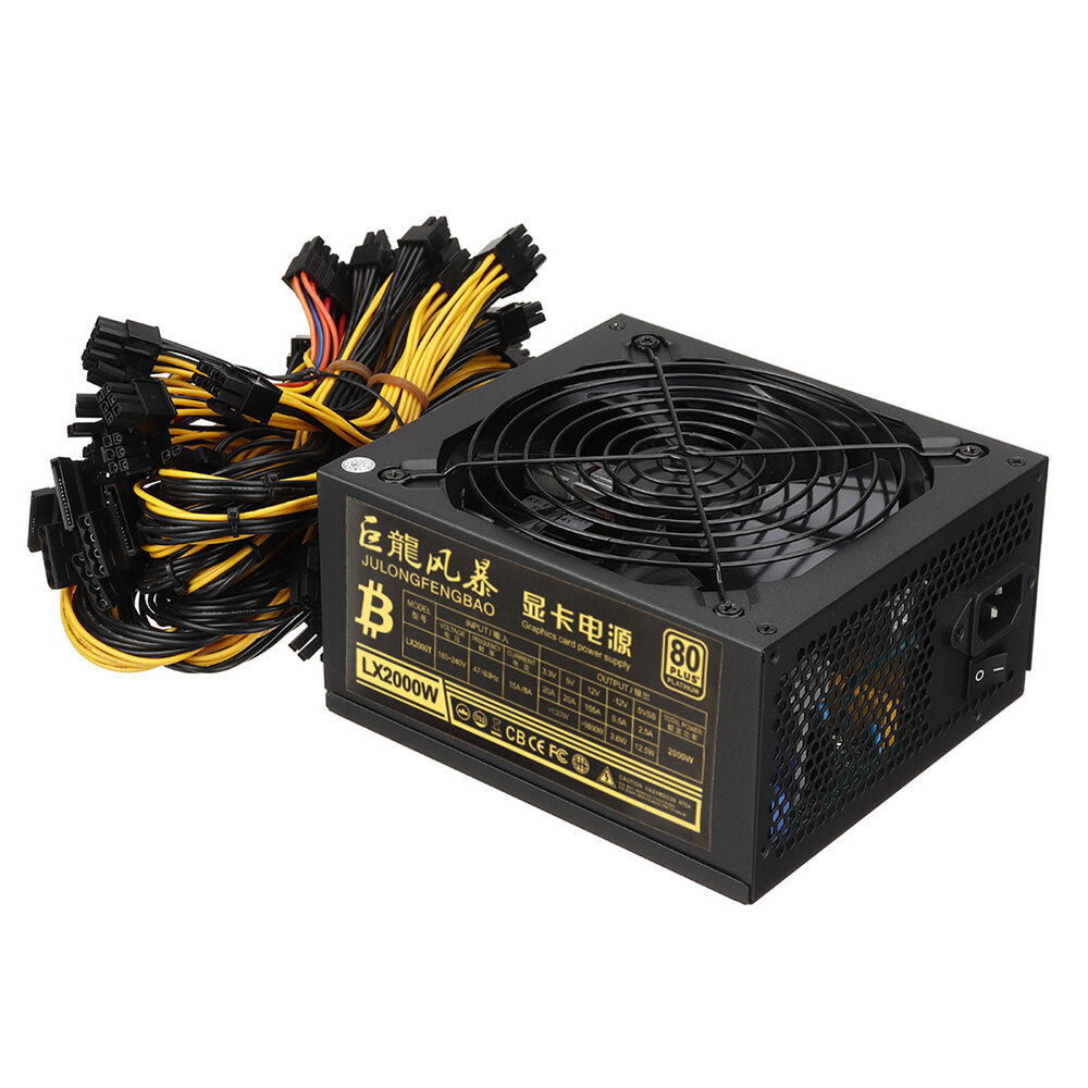 2000W Miner Graphics Card Power Supply For Mining 180~240V 80+ Platinum Certified ATX PSU
