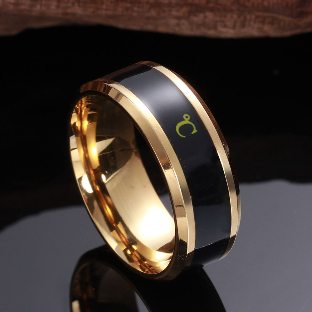 1?Pcs?Fashion?Titanium?Staal?Smart Thermochrome Temperatuur Ring Fade-Free Rvs Ring: