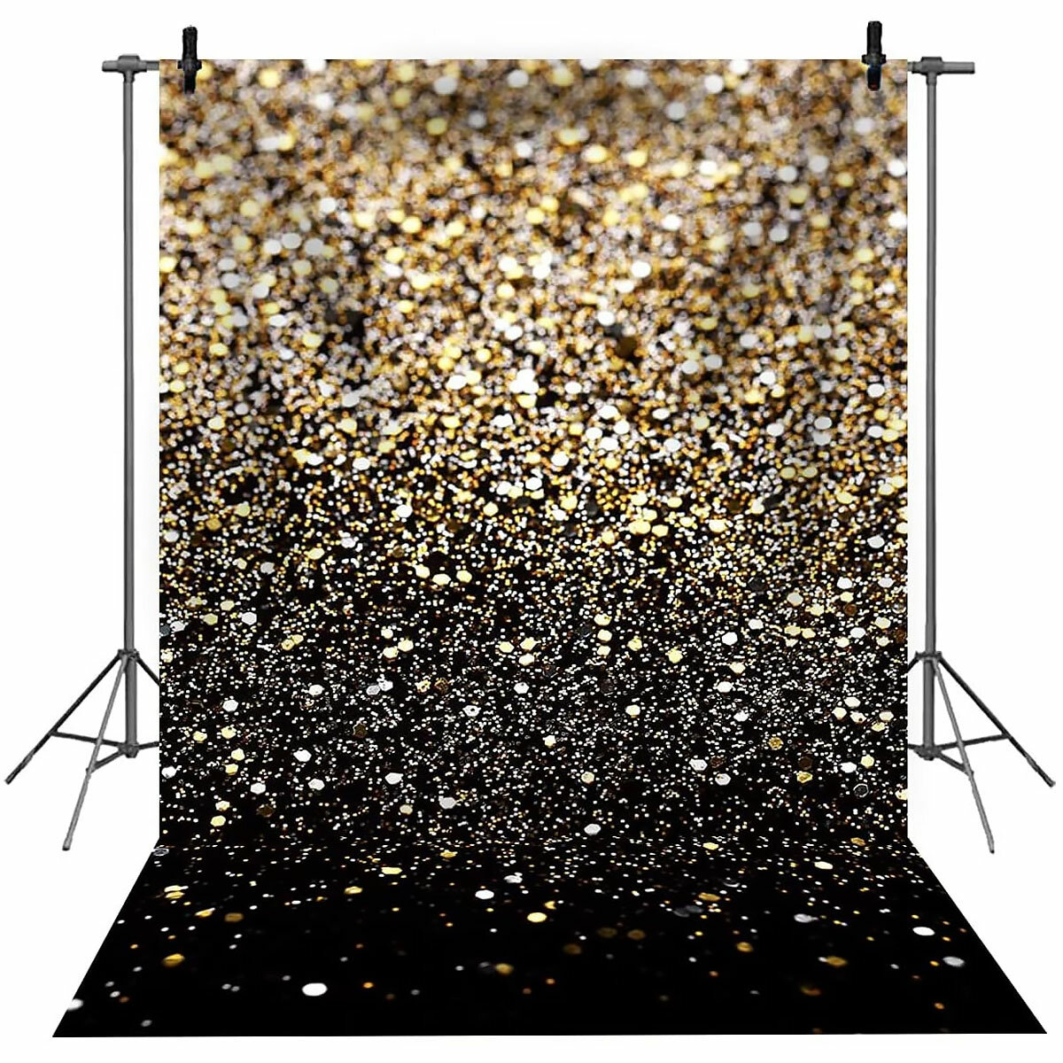Gradual Change Glitter Black Gold Dots Photography Backdrop Studio Prop Background