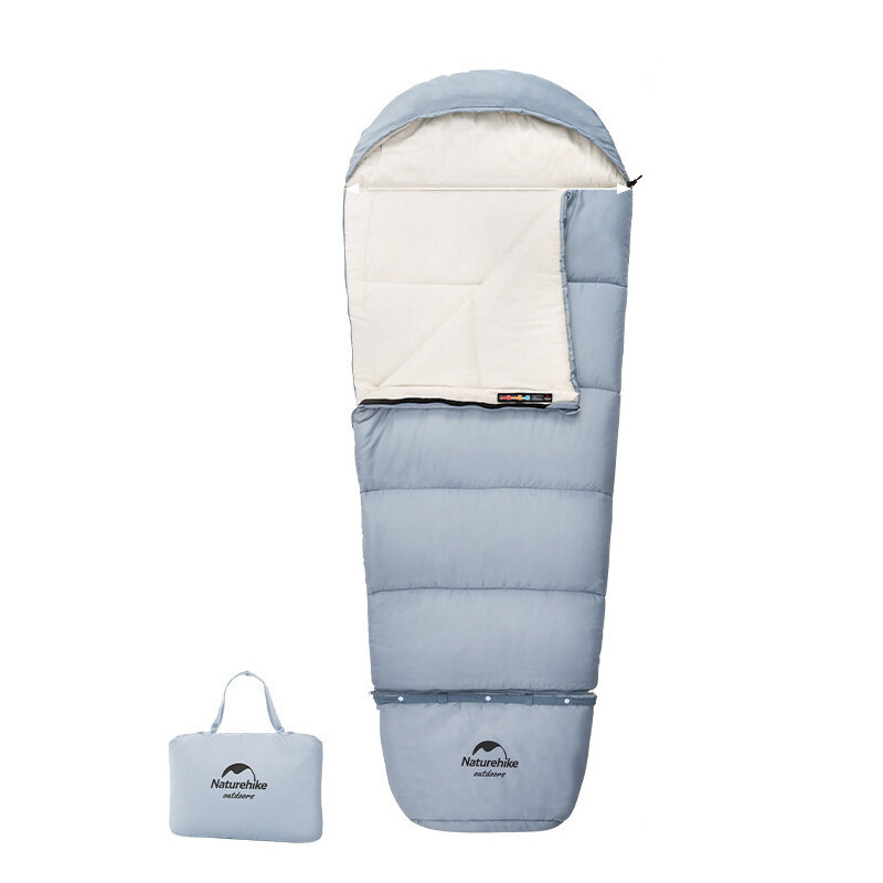 La bolsa de dormir para niños Naturehike Ultralight es transpirable y está rellena de plumón y algodón para mantener caliente a los niños durante el camping, senderismo y viajes.