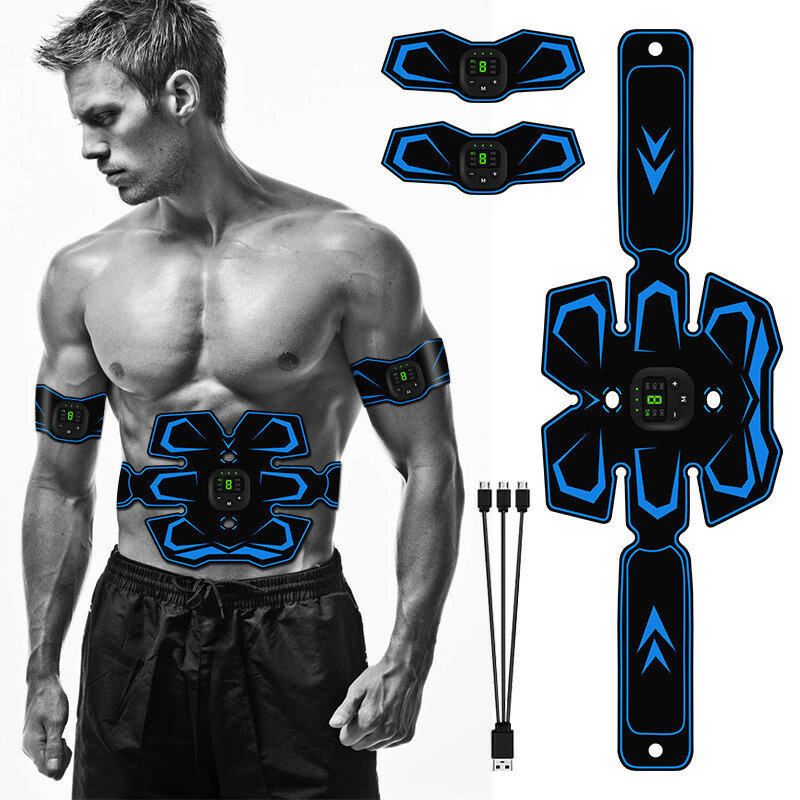 

FOUAVRTEL Q88Q 3 Pcs/Set EMS Electric Abdominal Trainer 6 Mode 9 Intensity High Vibration Smart Arm Muscle Training Belt