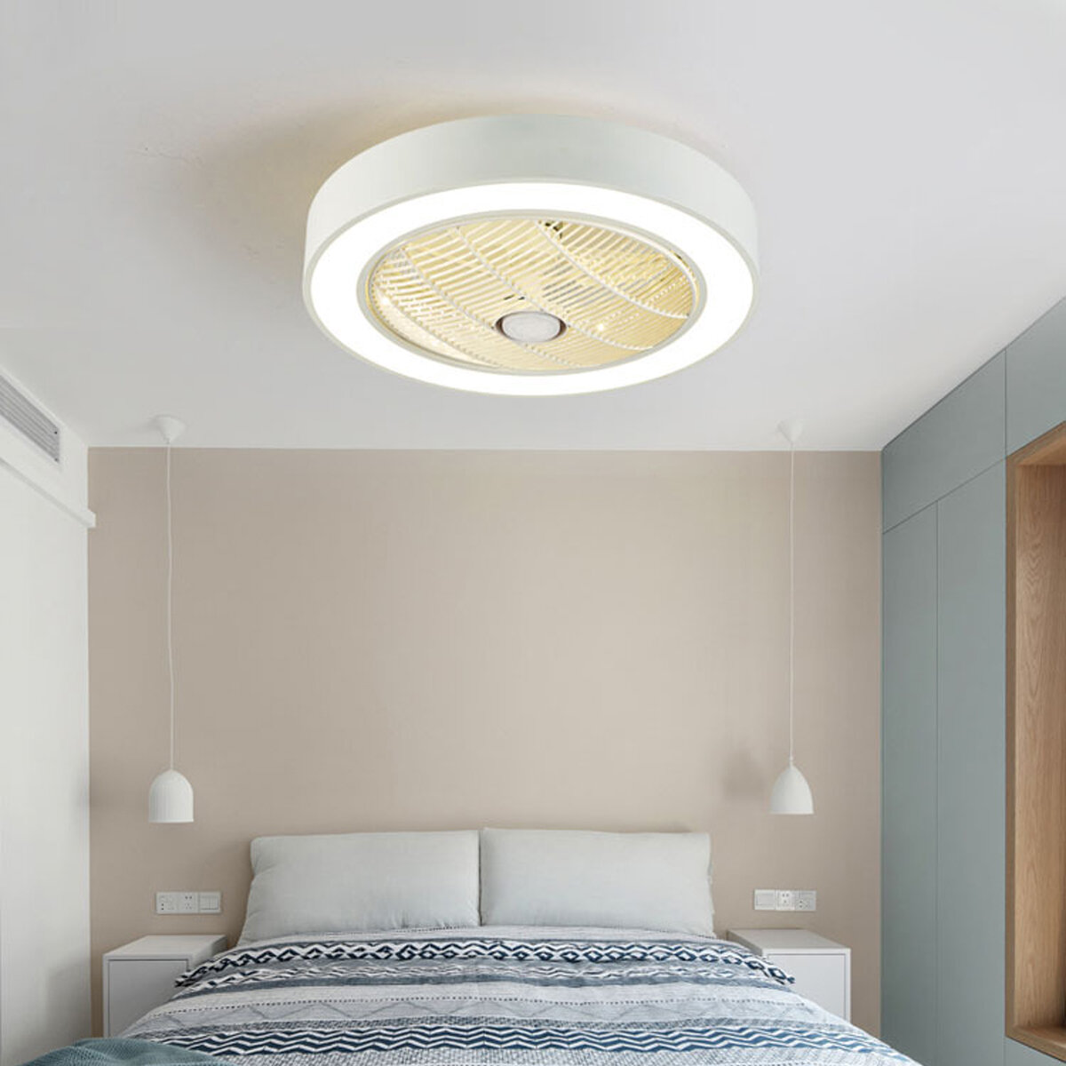 

220V 50cm LED Ceiling Fan Light APP BT Remote Control 3 Color Dimmable 3 Speed Wind for Indoor Bedroom