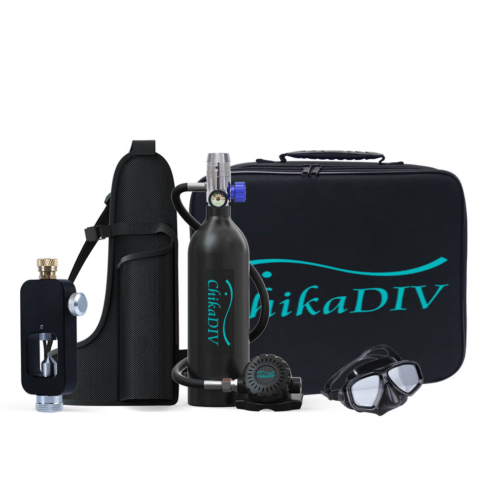 [EU Direct] CHIKADIV C400 1L Scuba Tank Refillable Oxygen Cylinder Underwater Diving Gear for Diver Portable Diving and