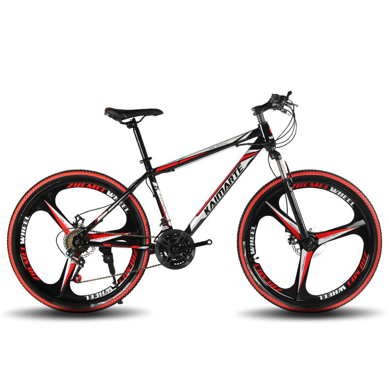 KAIMARTE 26 inch 21-Speed Mountain Bike 3 Blade Wheels Double Disc Brake Suspension Bike Students Adult Road Bikes for 1