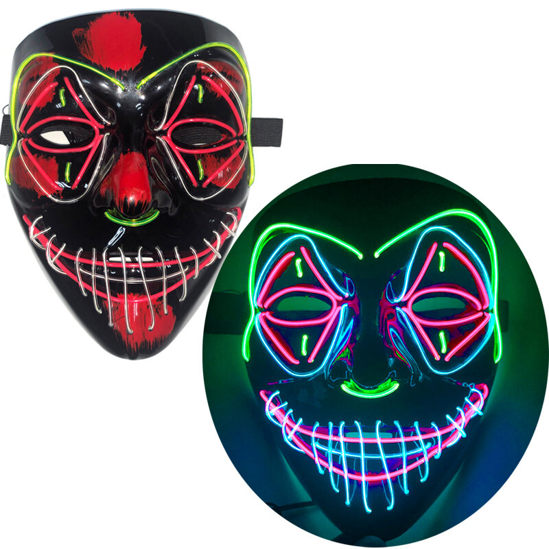 

Halloween EL Full Face Mask Clown Horror LED Glowing Mask Light Up Party Masks for Glow Party
