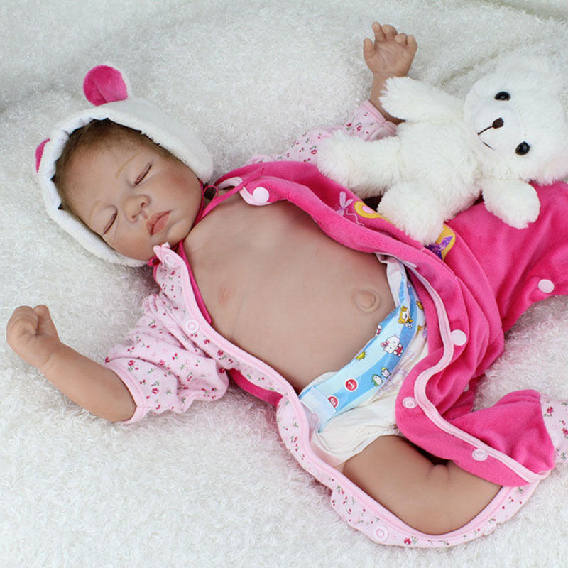 22 '' handwerk schattig realistische herboren pasgeboren baby Happy Boy poppen siliconen speelgoed
