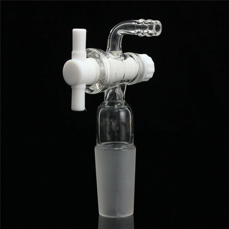 

24/40 Glass Vacuum Flow Control Adapter with PTFE Stopcock Male Ground Joint to Right Angle Hose Connection 90 Degree Be