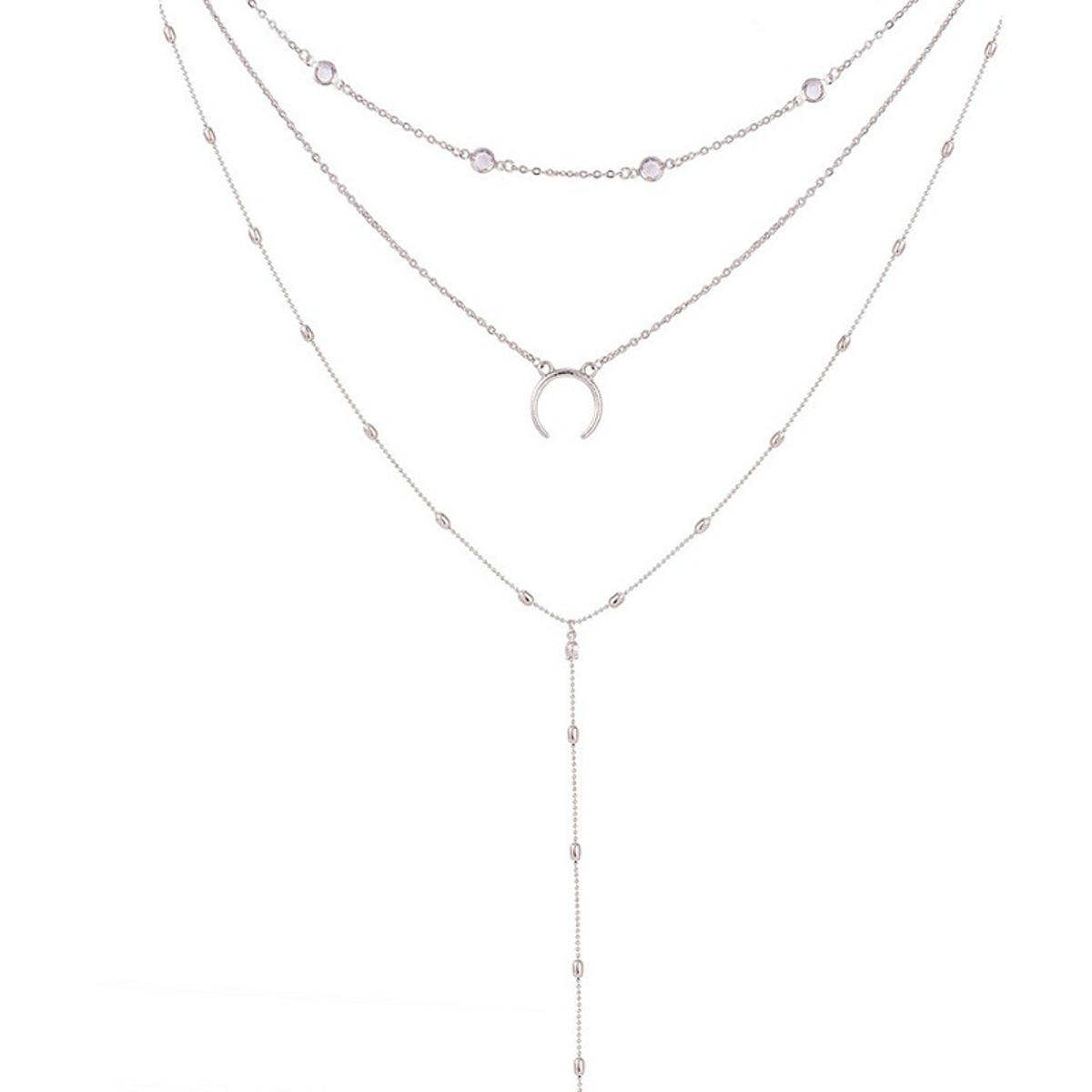 

Богемианская многослойная луна Кулон Модная цепочка из горного хрусталя Шарм Модные ювелирные изделия из ожерелья