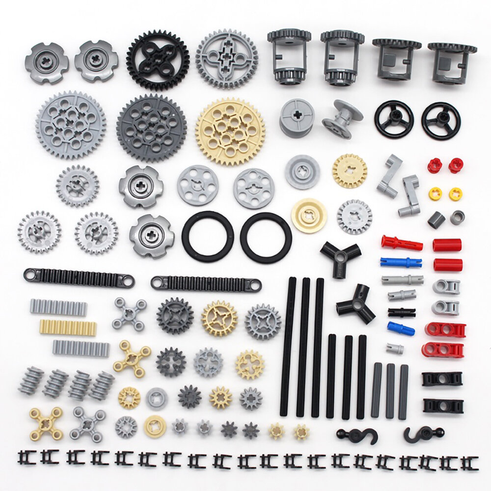 

116pcs Technic Tech Accessories Set 9686 Gear Axle Pin Small Track Mixed Parts Bricks Building Blocks Puzzle Toys