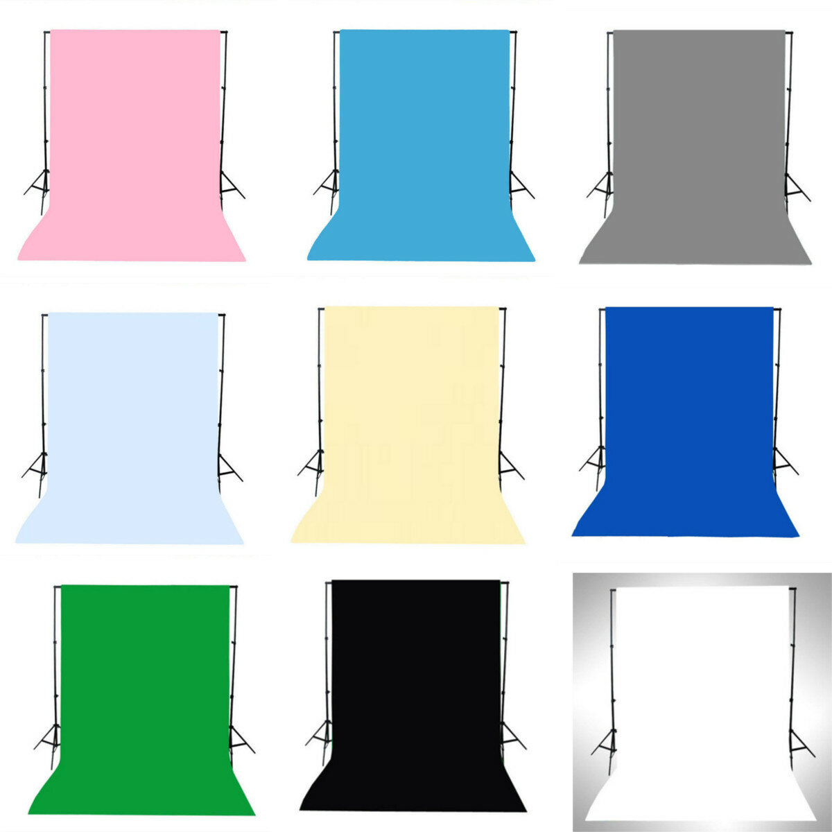 1.5x3M Green Black White Blue Yellow Pink Grey Solid Color Photography Backdrop Background Studio Pr
