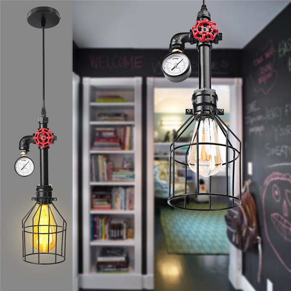 E27 Industrial Vintage Iron Cage Ceiling Light Hang Wire Chandelier Pendant Lamp AC85-220V