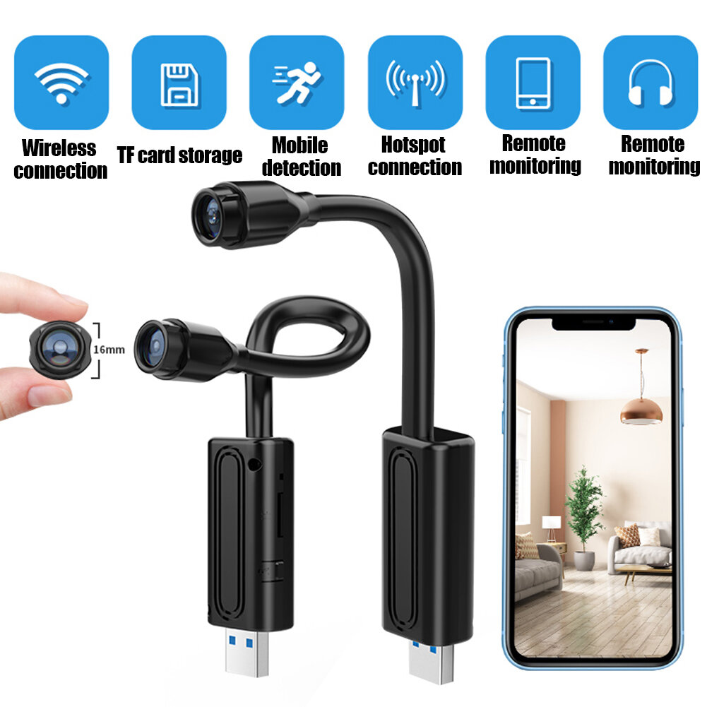 W11 Mini USB Camera AP 1080P HD Wireless 120°Home Security USB WiFi Camera With Motion Detections Remote Monitoring Wo