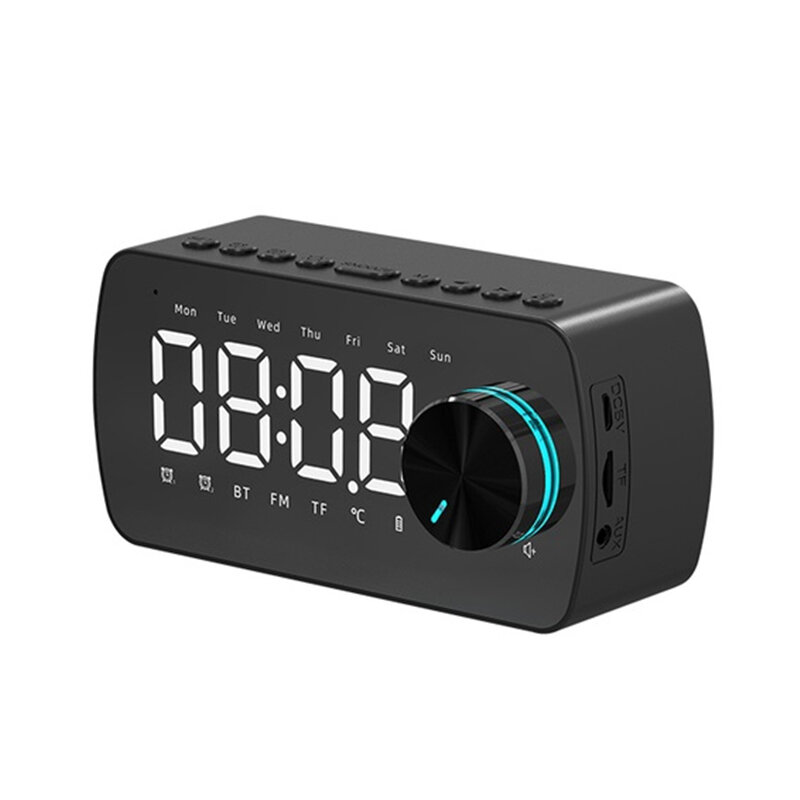 Bakeey P2 Wireless bluetooth Speaker Double Alarm Clock FM Radio Mirror LED Display HiFi Music Colum