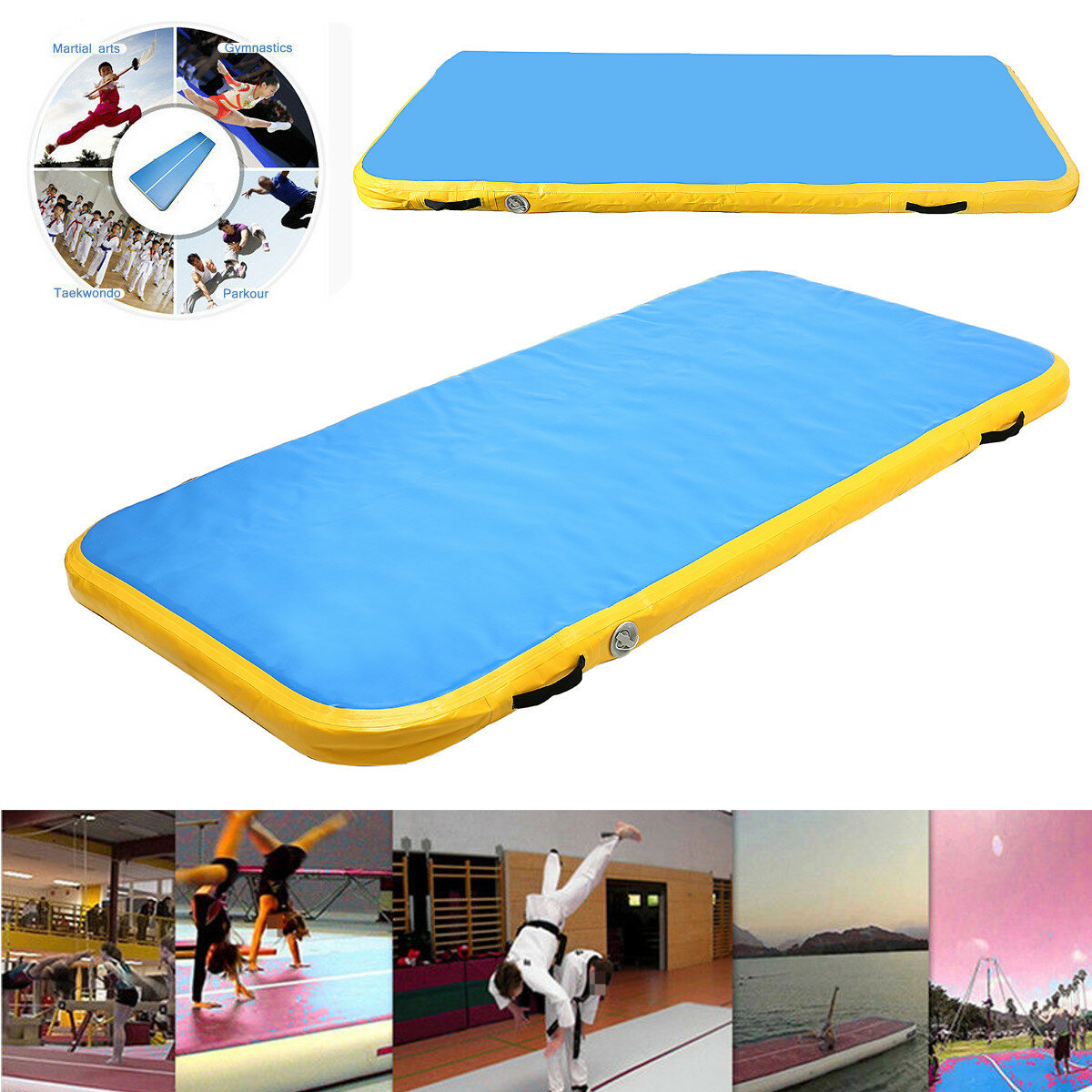 197x35.4x3.9 Zoll Airtrack Gymnastik Matte aufblasbare GYM Air Track Matte Cheerleading Boden Tumbling Training Pad blau