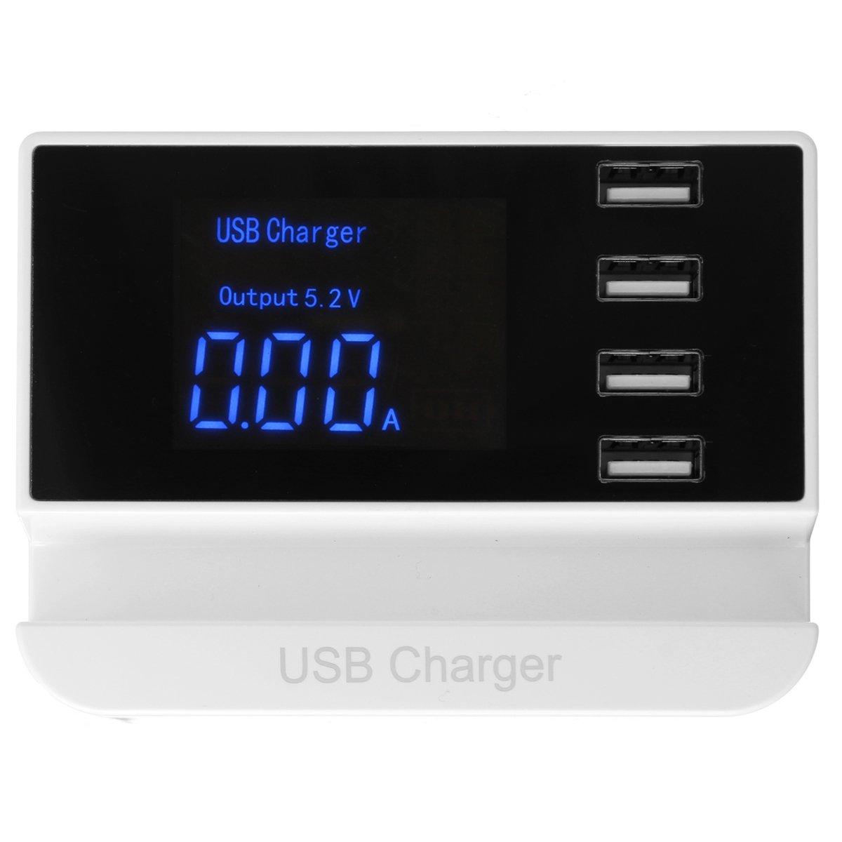 4 Port Smart USB Charger 5V 4A Laderadapter LCD-scherm