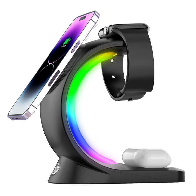 

Bakeey T17 RGB 3 in 1 15W Magnetic Wireless Charger for iPhone 14 for iWatch for Airpods Pro