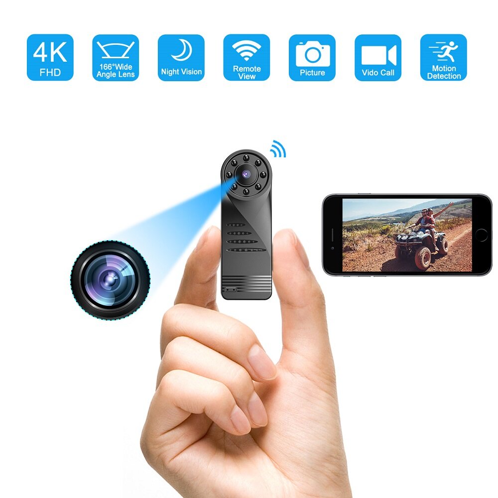 D5 4K HD Mini Wearable WiFi IP Camera Nachtzicht Remote View P2P Draadloze Micro Webcam Camcorder Vi