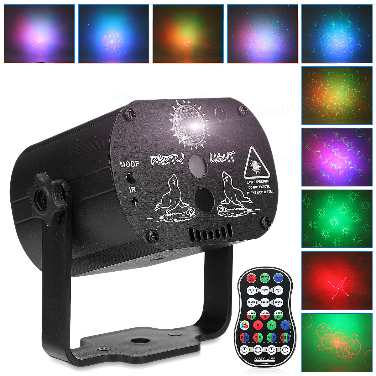 RGB LED Geluidsgeactiveerde Podiumverlichting Laserprojector Disco DJ Club Feestlamp