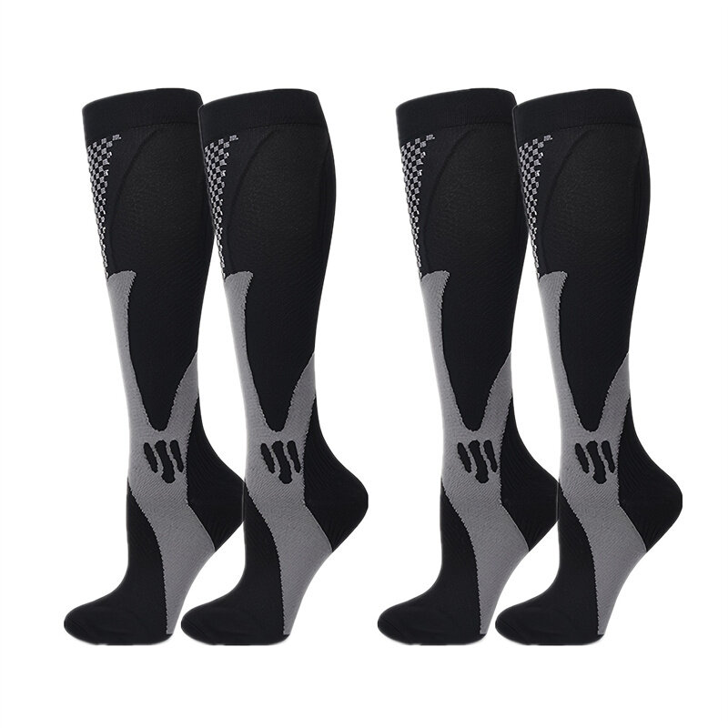 2 Páry profesionálnych športových kompresných ponožiek, dýchatelné ochladzujúce lýtka ponožky pre cyklistiku, futbal, vonkajší šport