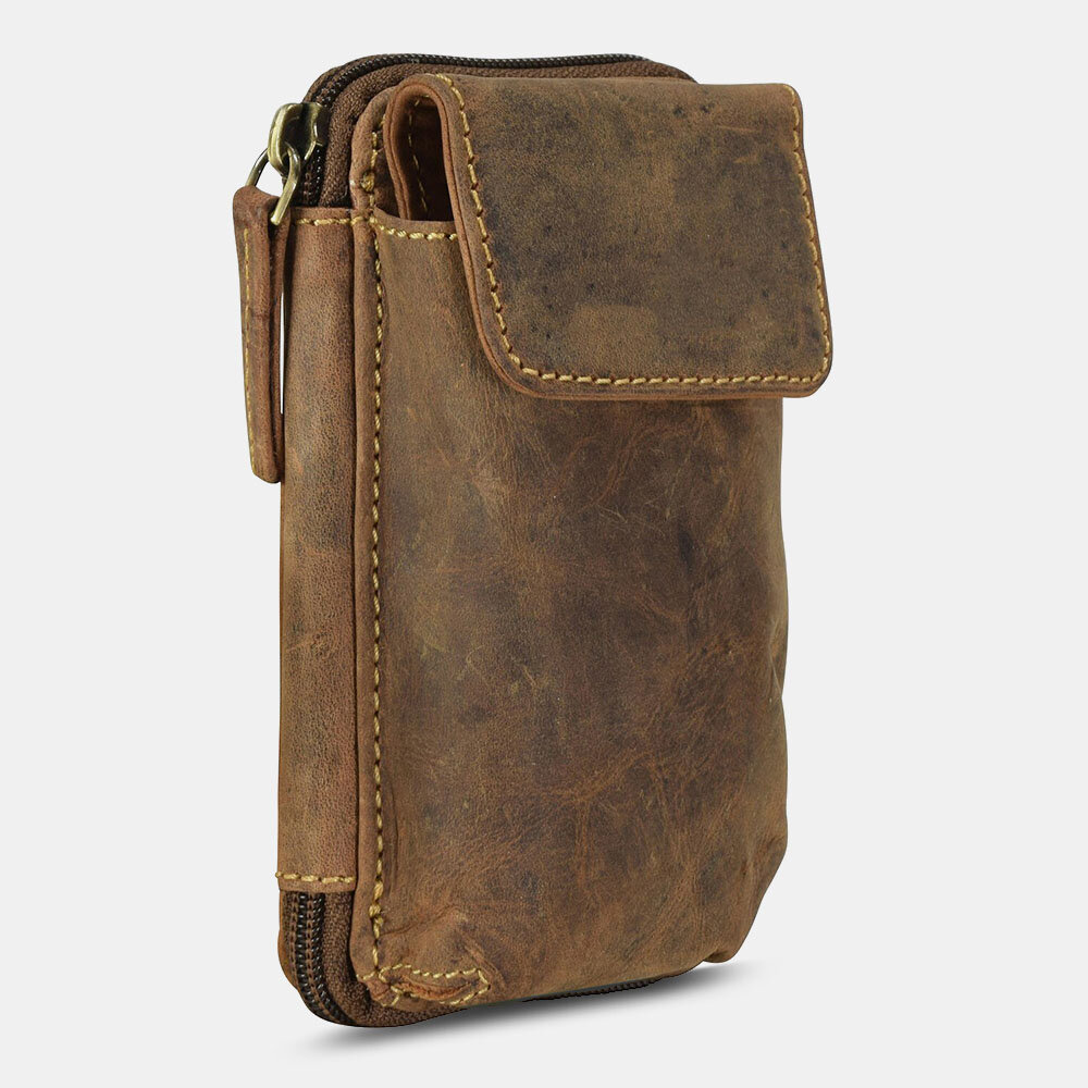 

Ekphero Men PU Leather Large Capacity Vintage 5.5 Inch Phone Bag Waist Packs