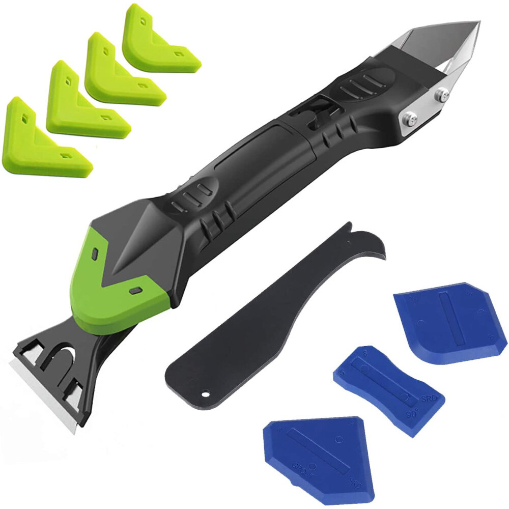 5 in 1 Caulking Tool Multifunctional Silicone Remover Tool Caulk Finisher Sealant Smooth Scraper Grout Kit Removal Clean