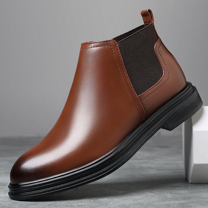 Men Breathable Pointy Toe Soft Sole Comfy Slip On Casual Chelsea Boots