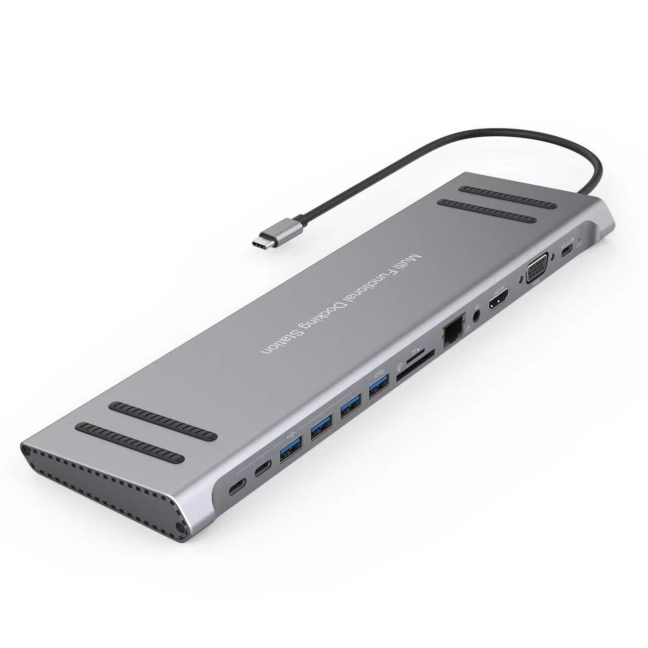 13 in 1 USB C dockingstation netwerkhub met HDMI VGA PD 3.0 USB C 10/100M Gigabit laptopstandaard vo