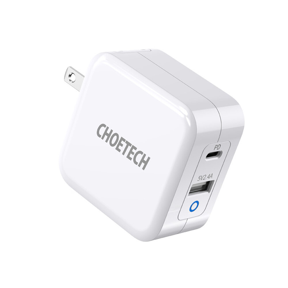 

[GaN Tech] CHOETECH 65W 2-Port USB-C USB Charger PD3.0 QC3.0 Type-C Travel Wall Charger Power Delivery Adapter With Fold
