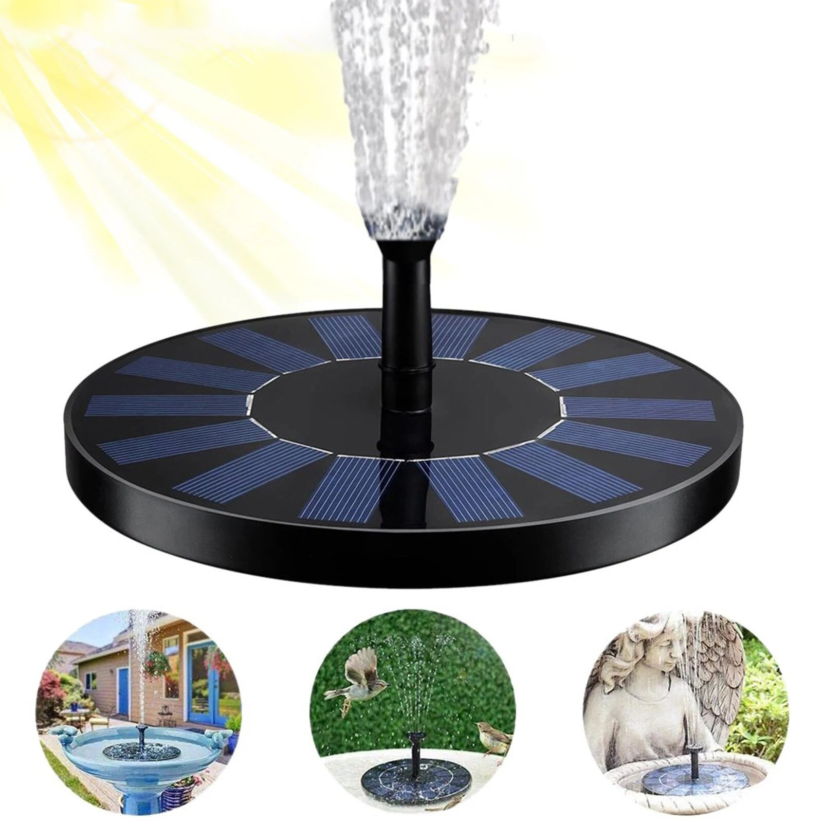 1.7W Solar Fountain Pump Floating Solar Bird Bath Water Pump Fountain Kit for Garden Pond Swimming P