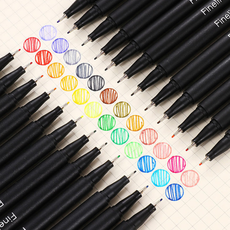 Kleurrijke Hook Line Pen 12/24/36 Kleuren 0.4mm Naald Pen Set Markers Pennen Fine Tip Drawing Pen Ar