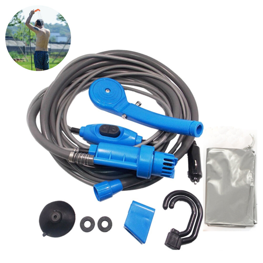 IPRee® 12V Kamp Duşu Elektrikli Duş Su Torbası Kiti Çiçeklenme Bitkileri Sulama Araba Yıkama Açık Seyahat Mavi