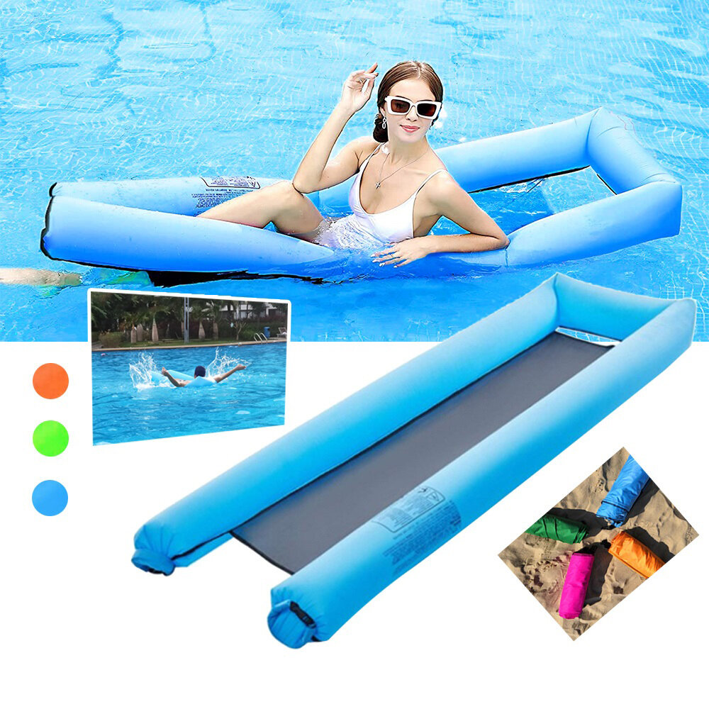 

70inch Inflatable Water Hammock Swimming Pool Air Mattress Lounge Bed Floating Sleeping Chair Camping Summer Beach