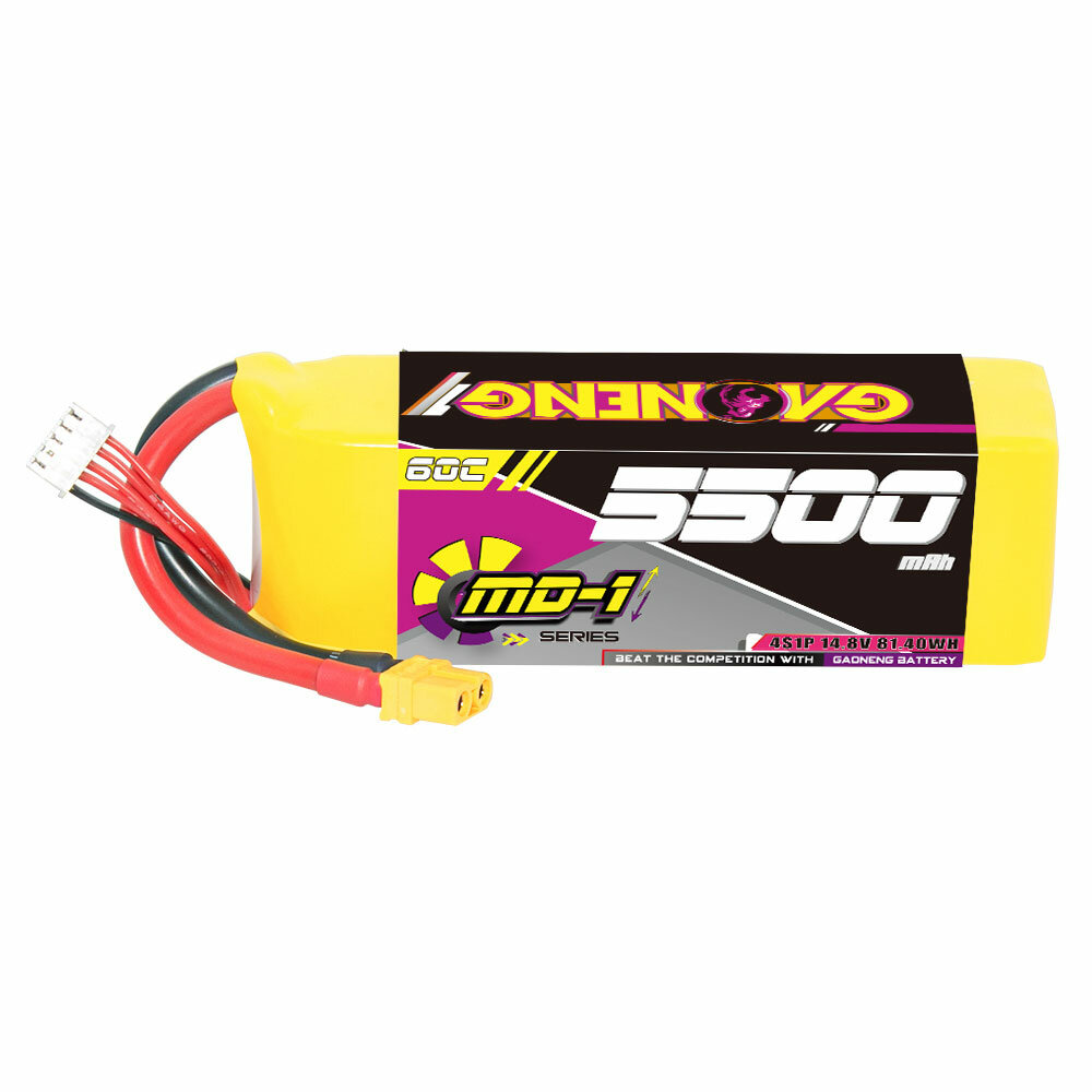 

Gaoneng GNB 4S 14.8V 5500mAh 60C LiPo Battery T Plug / XT60 Plug for 1/8 Scale RC Car 700 Helicopter RC Boat MultiCopter