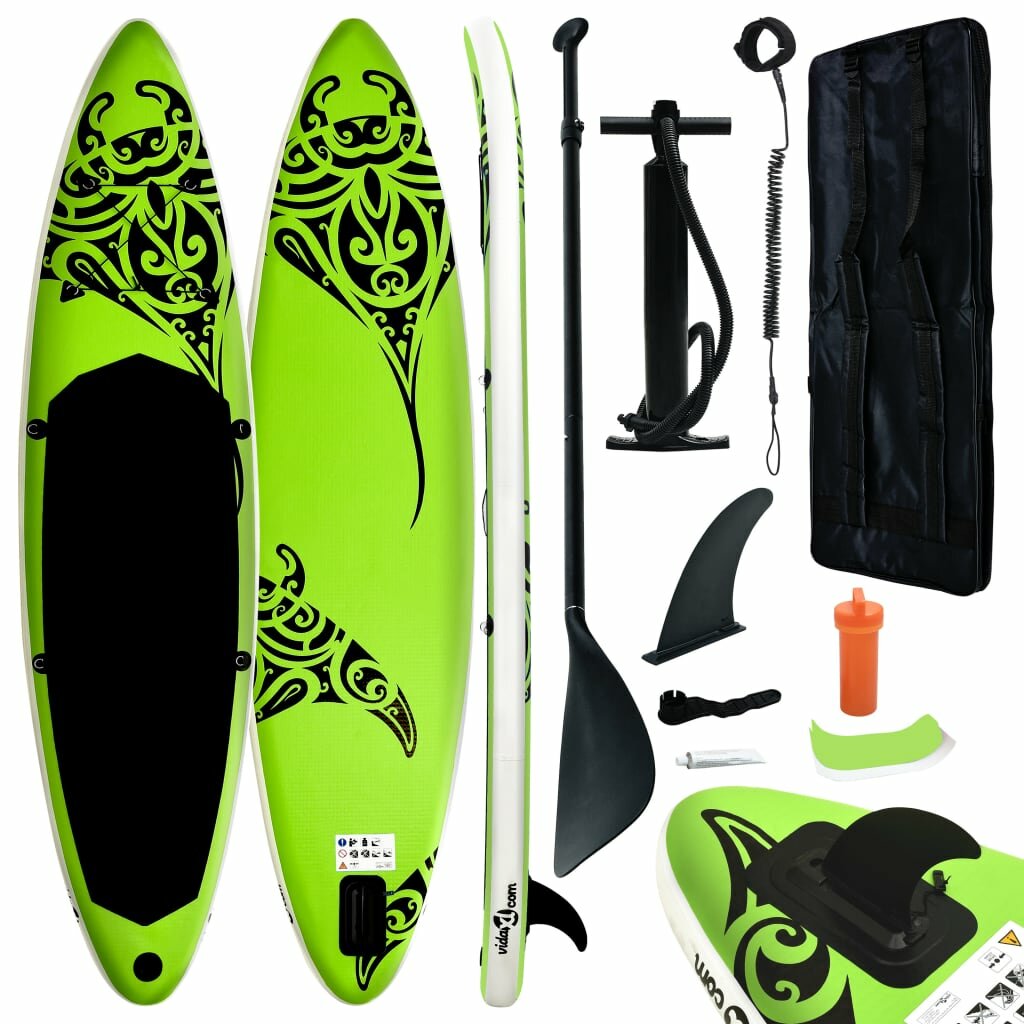 

Inflatable Stand Up Paddling Board Surfboard With Inflatable Paddle Board Accessories Max Load 150kg 320x76x15 cm Green