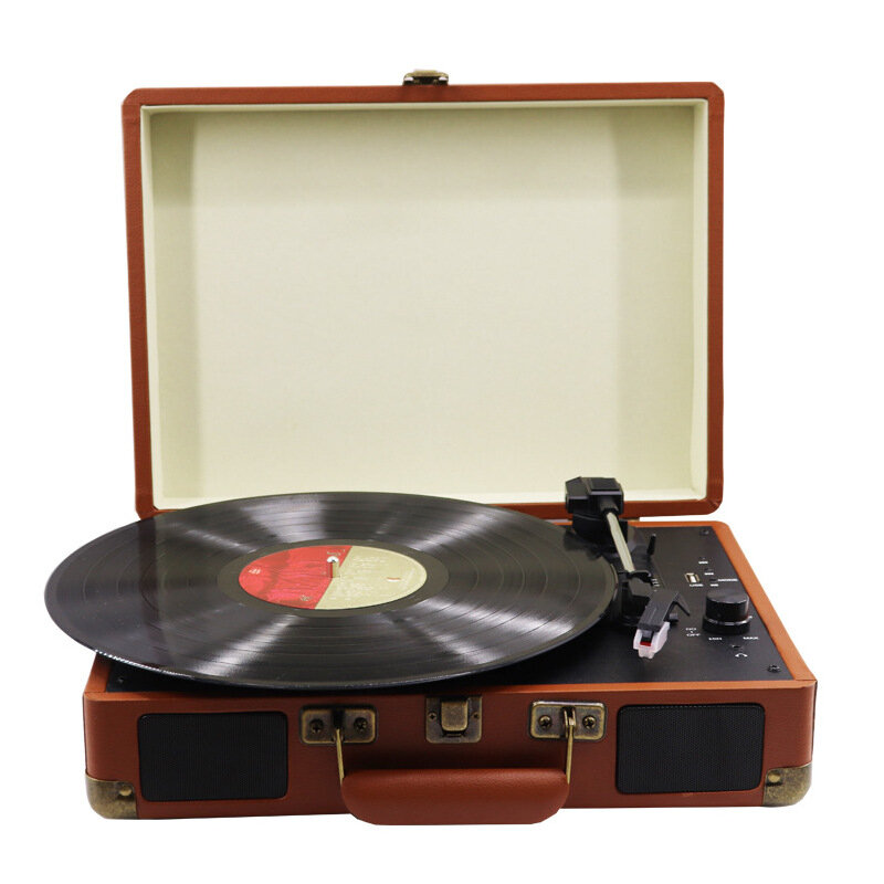 Phonograph Turntables Record Player Retro Vinyl Phonograph Record Player Suitcase USB Bluetooth Spea