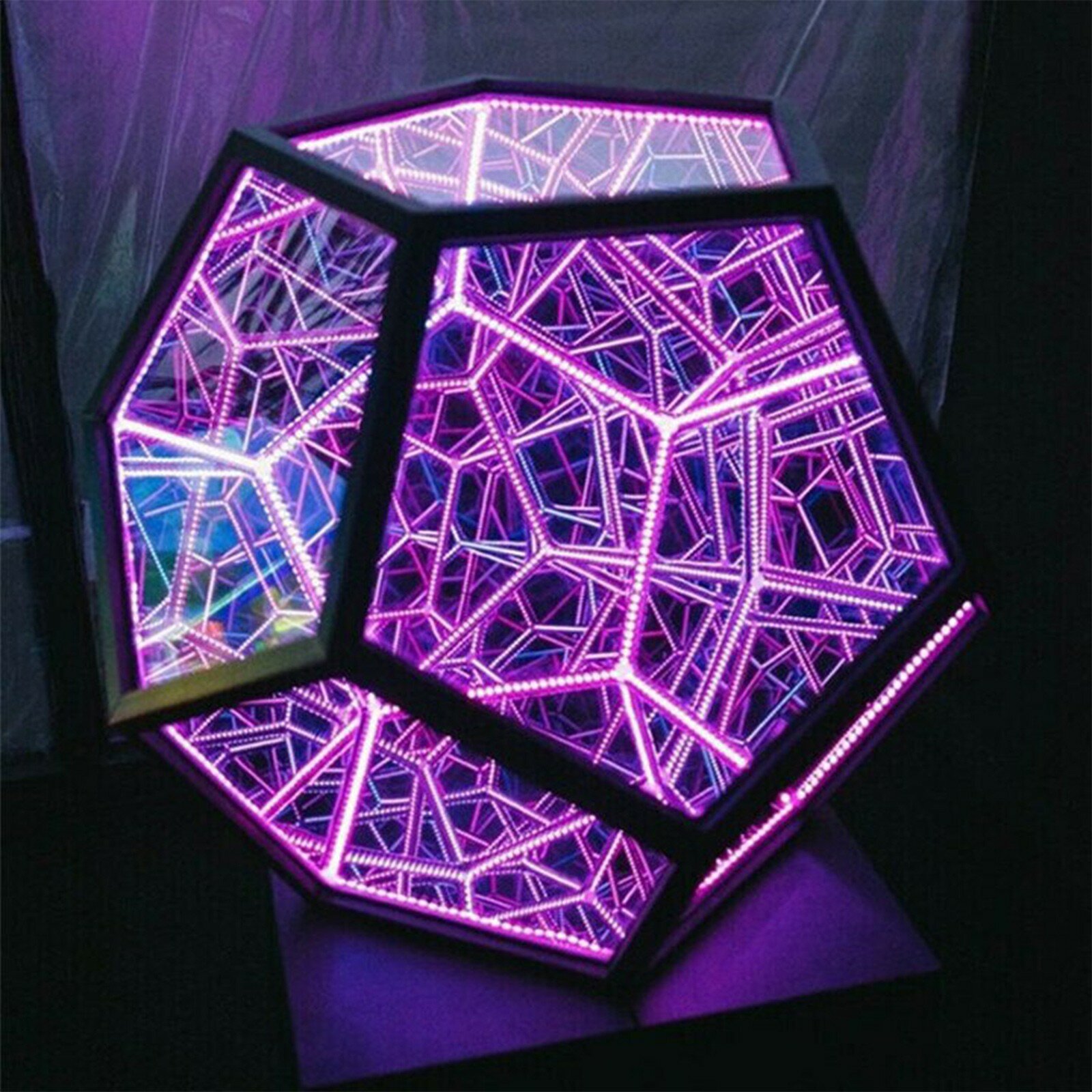 LED Night Light Infinite Dodecahedron Color Art Light Decor Novelty Christmas Gift Cool Technology D