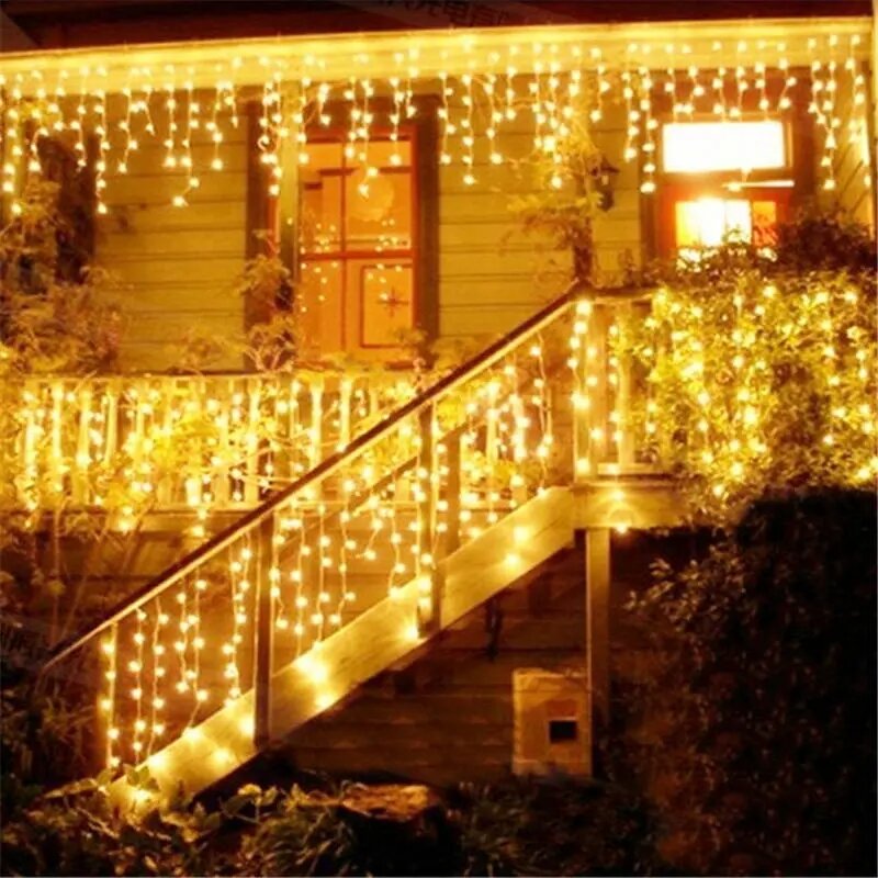 Christmas 4M 96 LED Indoor Outdoor String Lights 220V Curtain Icicle Drop LED Party Garden Stage Decorative Light - 220V