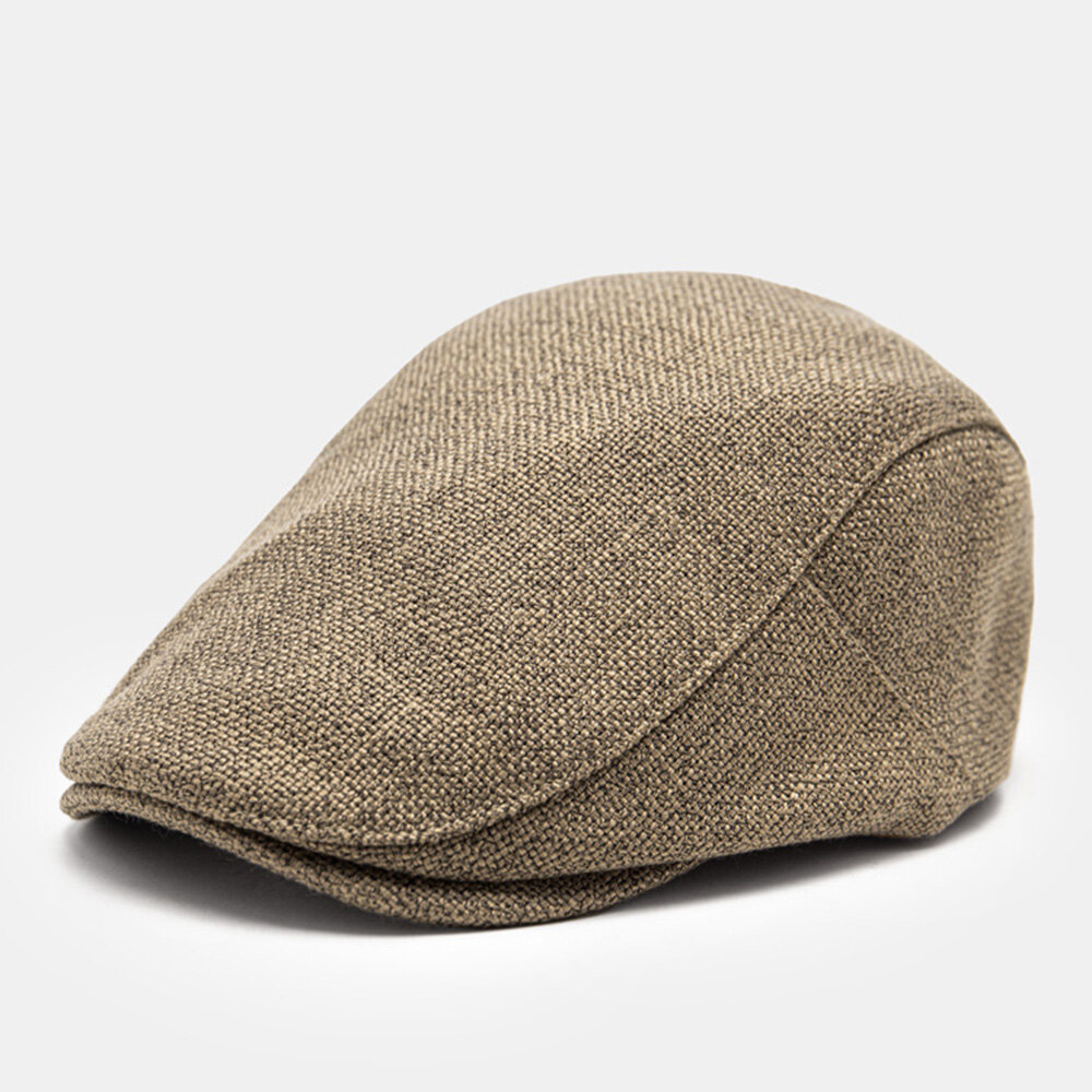 Men Cotton & Linen Cloth Solid Color Casual Retro Adjustable Outdoor Forward Hats Beret Caps Flat Ha