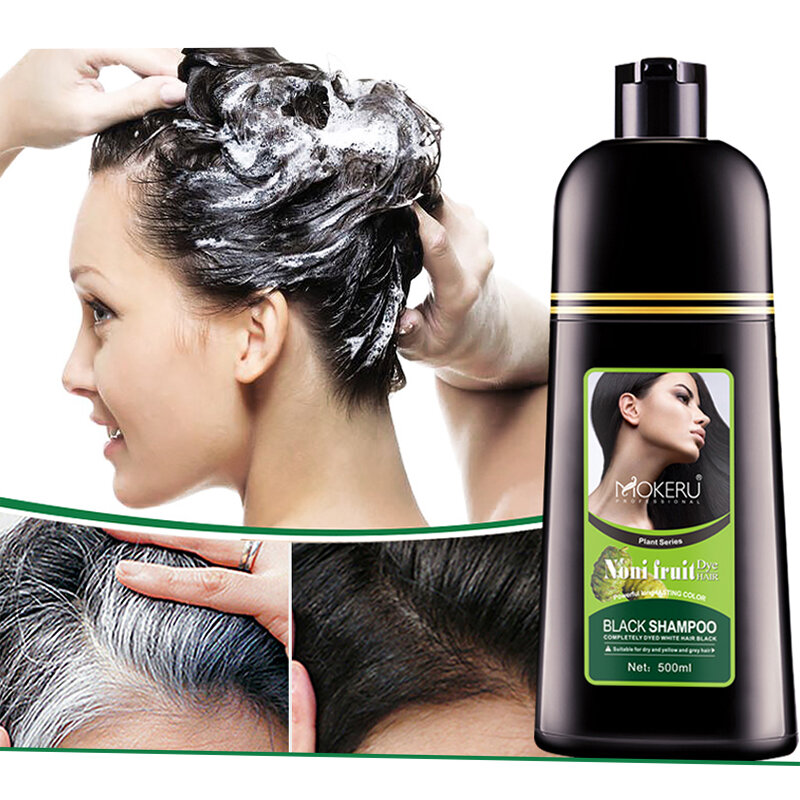

Mokeru Organic Natural Fast Hair Dye Only 5 Minutes Noni Plant Essence Black Hair Color Dye Shampoo For Cover Gray White
