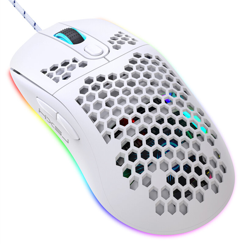 

HXSJ X600 Hollow Wired Gaming Mouse RGB 8000DPI Ajustable Mice with 6 Programmable Macro Keys E-Sports Gamer Mouse