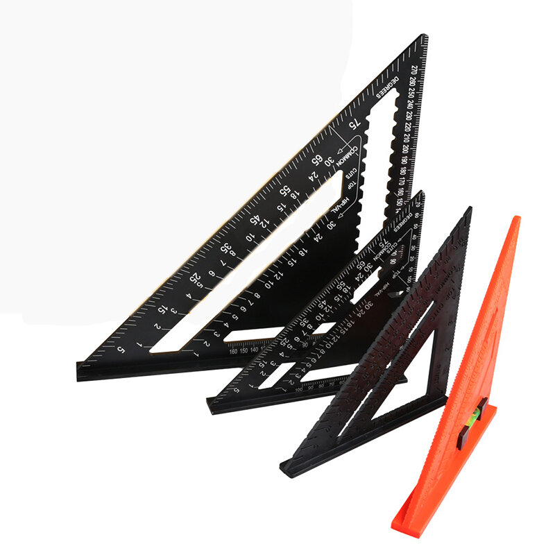 

7/12'' Metric Aluminum Alloy Speed Square Triangle Angle Protractor Guide Ruler